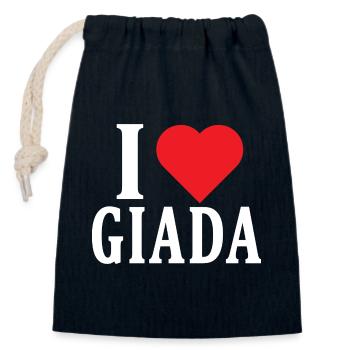 T-Shirt Ich liebe Giada T-Shirt Geschenkidee - Verschließbarer Geschenkbeutel aus Baumwolle (14x20cm) - Navy - Vorne