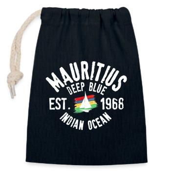 Mauritius deep blue - Closable cotton gift bag (14x20cm) - navy - Front