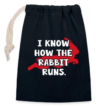 Hase "know how the rabbit runs" Kaninchen - Verschließbarer Geschenkbeutel aus Baumwolle (14x20cm) - Navy - Vorne