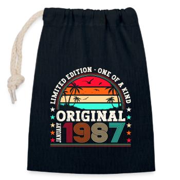 Né 1987 Janvier 36th anniversaire Homme cadeau - Sac cadeau en coton avec cordon (14 x 20 cm) - bleu marine - Devant