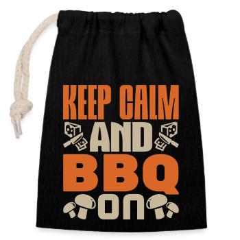 KEEP CALM AND BBQ ON - Closable cotton gift bag (14x20cm) - black - Front