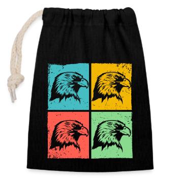 Eagle Bird Pop Art Colorful - Closable cotton gift bag (14x20cm) - black - Front