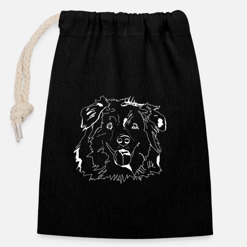 Australian Shepherd - Closable cotton gift bag (14x20cm) - black
