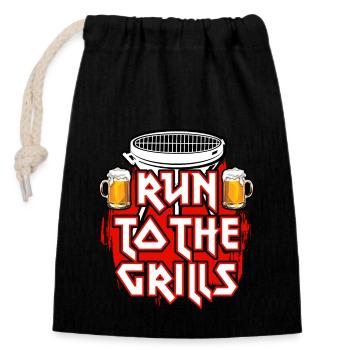 Run to the Grills - Grilling - Beer - Father's Day - Closable cotton gift bag (14x20cm) - black - Front