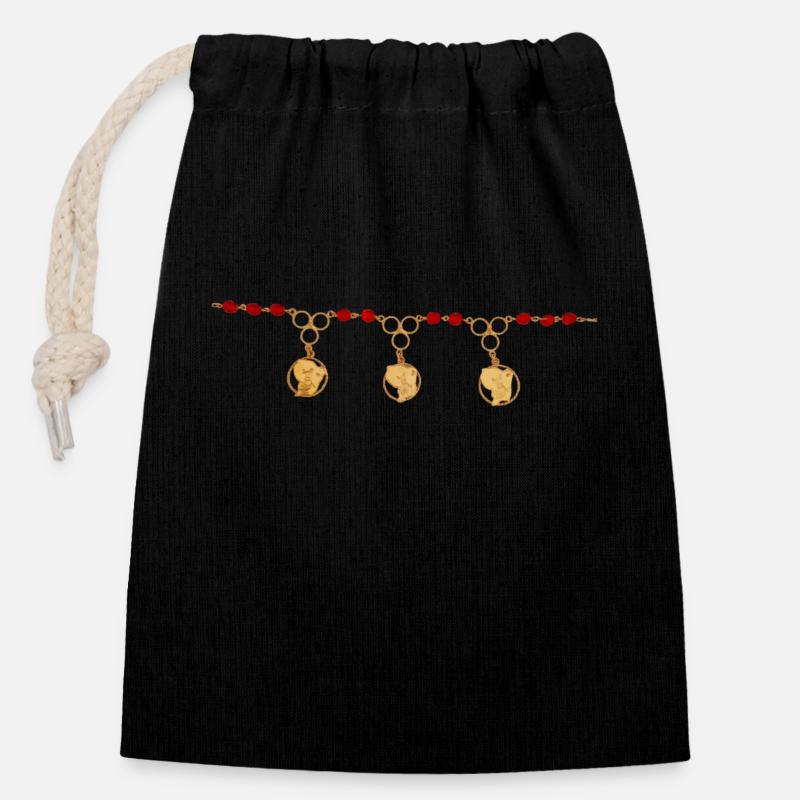 Collier Or 1 - Carte de Guyane - Sac cadeau en coton avec cordon (14 x 20 cm) - noir