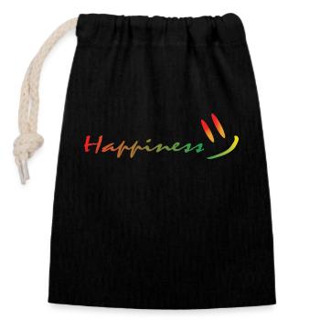Happiness - Verschließbarer Geschenkbeutel aus Baumwolle (14x20cm) - Schwarz - Vorne