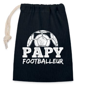 Papy footballeur cadeau football fête grand-père - Sac cadeau en coton avec cordon (14 x 20 cm) - bleu marine - Devant