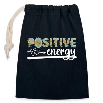 Motivation optimistically strong - Closable cotton gift bag (14x20cm) - navy - Front
