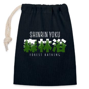 Shinrin yoku - Waldbaden - Waldmeditation - Verschließbarer Geschenkbeutel aus Baumwolle (14x20cm) - Navy - Vorne