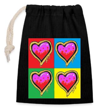 pop 4 Hearts - Closable cotton gift bag (14x20cm) - black - Front