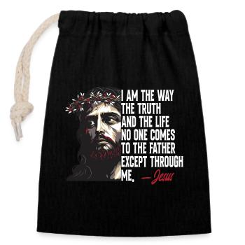 I Am The Way The Truth And The Life Jesus Christus - Verschließbarer Geschenkbeutel aus Baumwolle (14x20cm) - Schwarz - Vorne