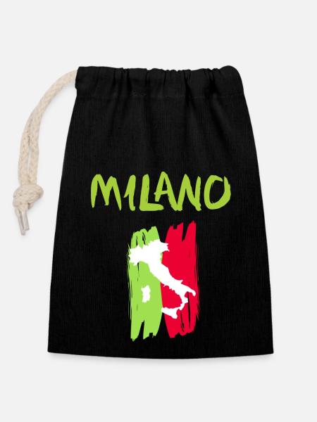 Milano Souvenir - Verschließbarer Geschenkbeutel aus Baumwolle (14x20cm) - Schwarz