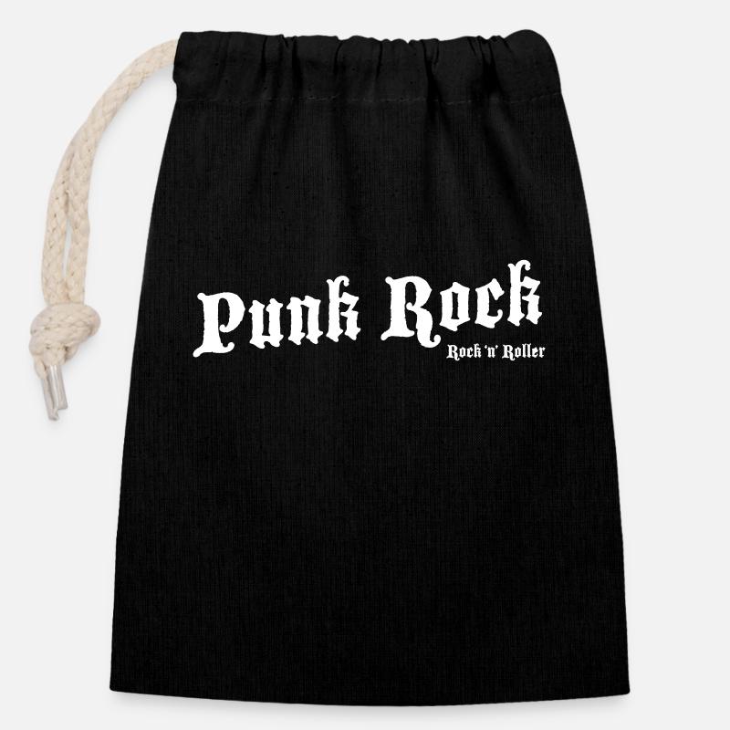 Punk Rock Weiß - Verschließbarer Geschenkbeutel aus Baumwolle (14x20cm) - Schwarz