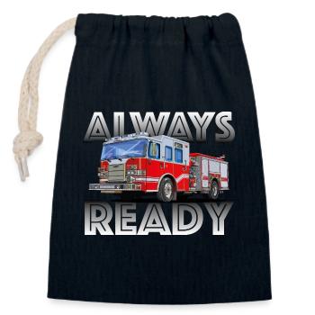 The fire brigade, your friend and helper - Closable cotton gift bag (14x20cm) - navy - Front