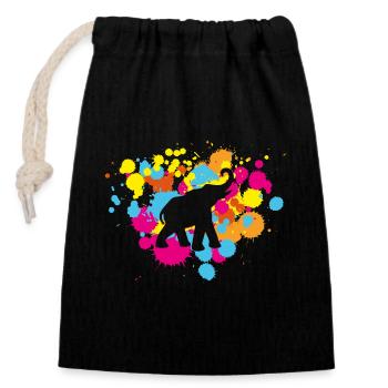 Yoga Splash Elephant Blobs Holi India Meditation - Closable cotton gift bag (14x20cm) - black - Front