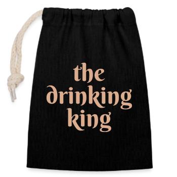 the drinking king - Verschließbarer Geschenkbeutel aus Baumwolle (14x20cm) - Schwarz - Vorne