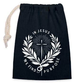 In Jesus We Find Purpose - Closable cotton gift bag (14x20cm) - navy - Front