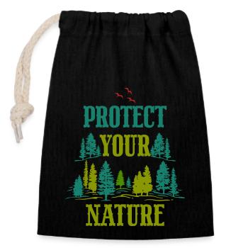 Protect Your Nature - Closable cotton gift bag (14x20cm) - black - Front