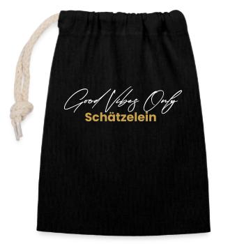Vibes Only - Verschließbarer Geschenkbeutel aus Baumwolle (14x20cm) - Schwarz - Vorne