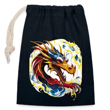 Freundlicher Drache (Artwork Collection) - Verschließbarer Geschenkbeutel aus Baumwolle (14x20cm) - Navy - Vorne