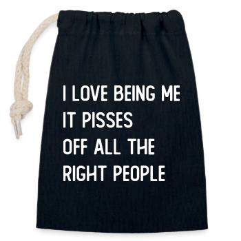 I love being me it pisses off all the right people - Closable cotton gift bag (14x20cm) - navy - Front