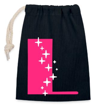 Letter L Glitter - Closable cotton gift bag (14x20cm) - navy - Front