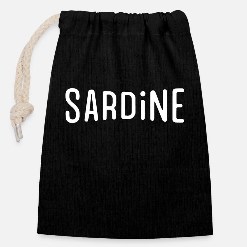 Sardine - Sac cadeau en coton avec cordon (14 x 20 cm) - noir