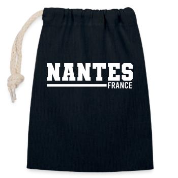 Nantes | France - Sac cadeau en coton avec cordon (14 x 20 cm) - bleu marine - Devant