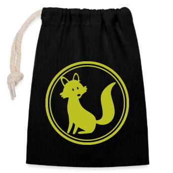 Fox - Animal, Zoo, Animal Lover, Nature Conservation - Closable cotton gift bag (14x20cm) - black - Front