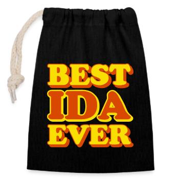 Ida First Name Funny Gift - Closable cotton gift bag (14x20cm) - black - Front