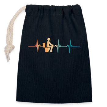 Battement de cœur toilettes - Sac cadeau en coton avec cordon (14 x 20 cm) - bleu marine - Devant