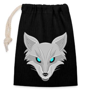 Renard argenté - Design élégant d’amoureux des animaux - Sac cadeau en coton avec cordon (14 x 20 cm) - noir - Devant