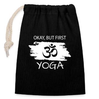 Yoga Namaste Chakra - Verschließbarer Geschenkbeutel aus Baumwolle (14x20cm) - Schwarz - Vorne