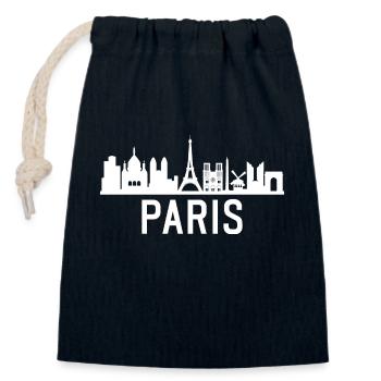Paris City Skyline Eiffel Tower France - Closable cotton gift bag (14x20cm) - navy - Front
