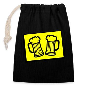 Bière Chope De Bière Symbole Booze Verre À Bière - Sac cadeau en coton avec cordon (14 x 20 cm) - noir - Devant