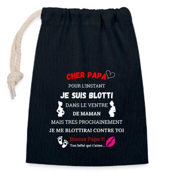Pregnancy announcement dad-to-be - Closable cotton gift bag (14x20cm) - navy - Front