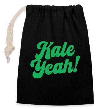 Kale oui - Sac cadeau en coton avec cordon (14 x 20 cm) - noir - Devant