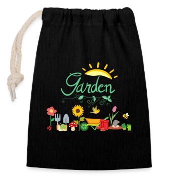garden, gardener, allotment, flowers, nature, sun - Closable cotton gift bag (14x20cm) - black - Front