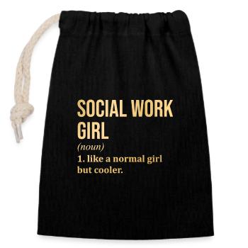 travail social - Sac cadeau en coton avec cordon (14 x 20 cm) - noir - Devant
