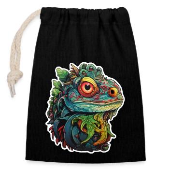 Tête de lézard dans la jungle - Sac cadeau en coton avec cordon (14 x 20 cm) - noir - Devant