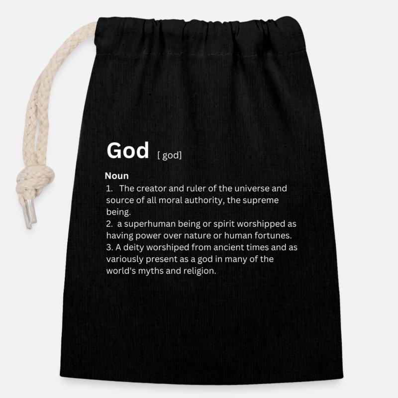 God Dictionary - Closable cotton gift bag (14x20cm) - black