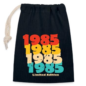 1985 : Edition Limitée - 39e anniversaire - Sac cadeau en coton avec cordon (14 x 20 cm) - bleu marine - Devant