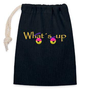 Whats up - Verschließbarer Geschenkbeutel aus Baumwolle (14x20cm) - Navy - Vorne