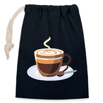 Coffee Frenchpress Cappuccino Latte Art - Closable cotton gift bag (14x20cm) - navy - Front