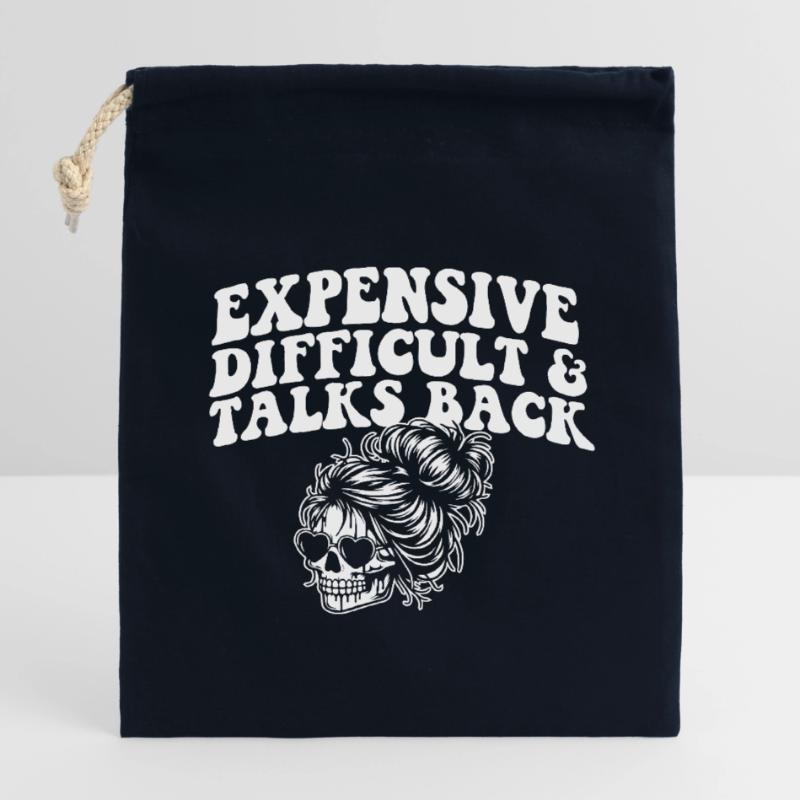 Expensive Difficult And Talks Back Skeleton Messy Verschließbarer Geschenkbeutel aus Baumwolle (14x20cm)