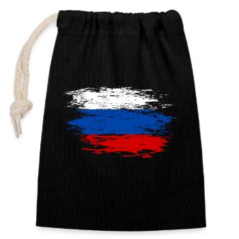 Russia flag used - Closable cotton gift bag (14x20cm) - black - Front