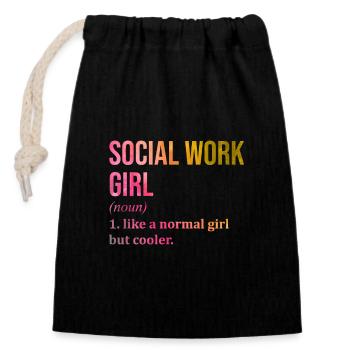 travail social - Sac cadeau en coton avec cordon (14 x 20 cm) - noir - Devant