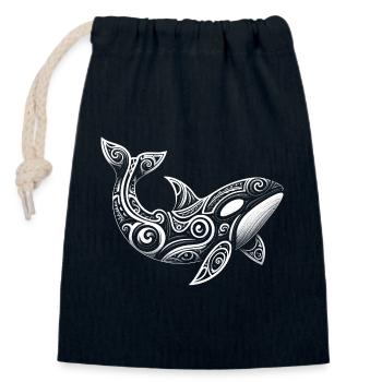 Orca Tribal Maori Schwertwal Taucher - Verschließbarer Geschenkbeutel aus Baumwolle (14x20cm) - Navy - Vorne