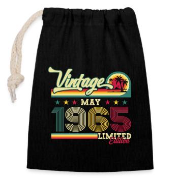 Original June 1965 Born 1965 59th Birthday 65 - Closable cotton gift bag (14x20cm) - black - Front