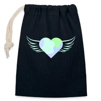 Pastel Heart with Wings - ApriNoeScor - Closable cotton gift bag (14x20cm) - navy - Front